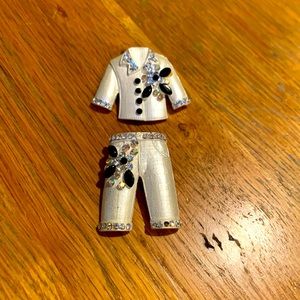 White Pin Suit Set